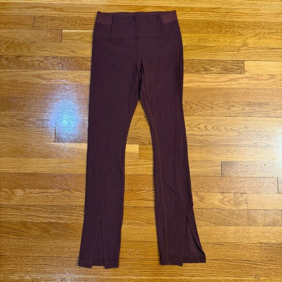 Athleta Pants - Athleta Aura Split Pant Dark Red/Burgundy/Wine - Size Small Flare Legging Pants